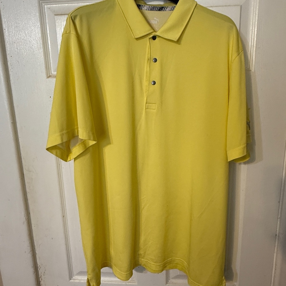 Puma Yellow Polo Shirt Casual Short-Sleeved - men’s XL